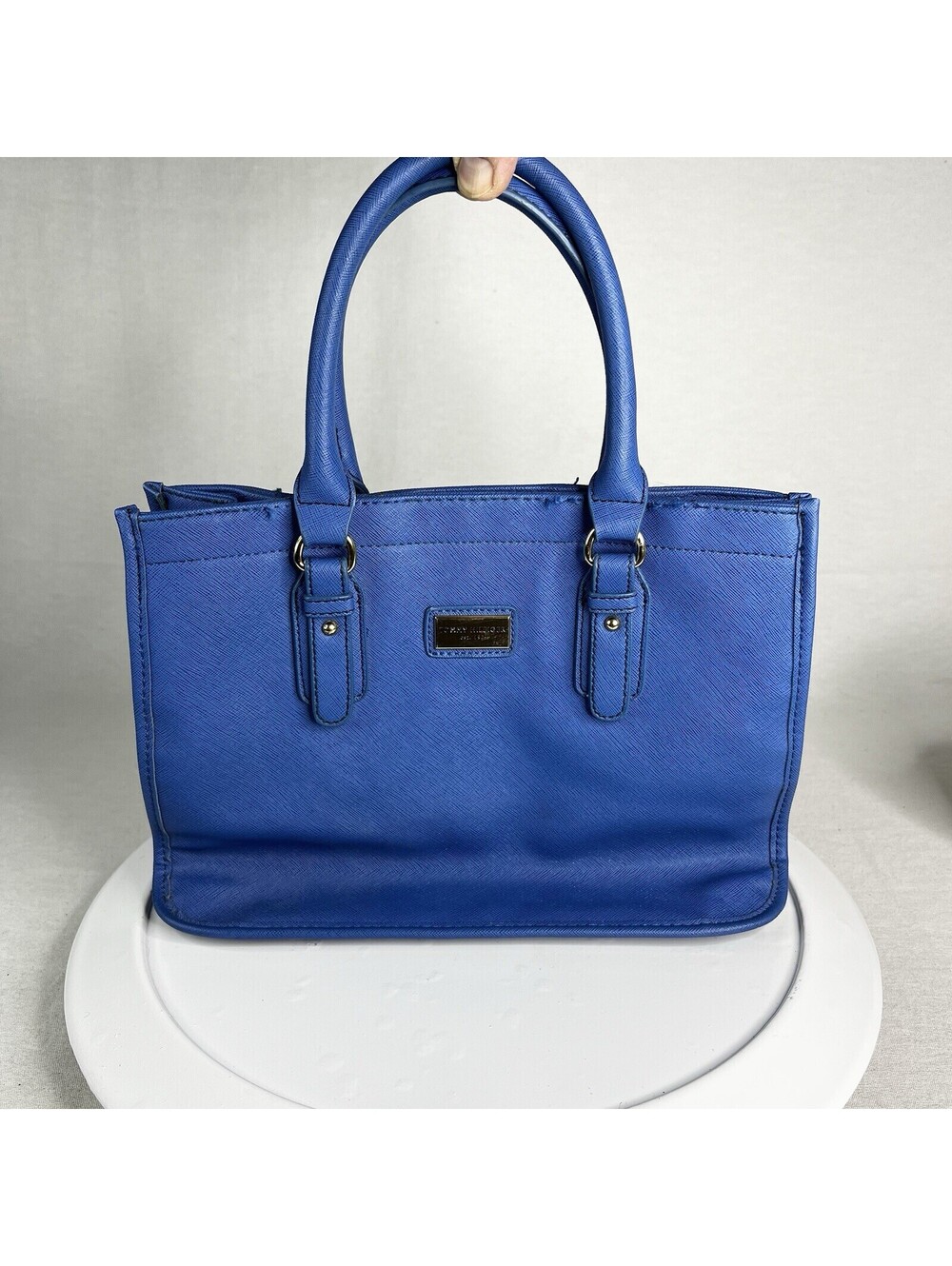 TOMMY HILFIGER Faux Leather Hand Bag/Royal Blue Classic Double Handed Duffel